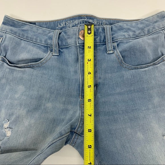 American Eagle Distressed 360° Super Stretch Skinny Jean Jeggings Light Wash 6 - Picture 14 of 16